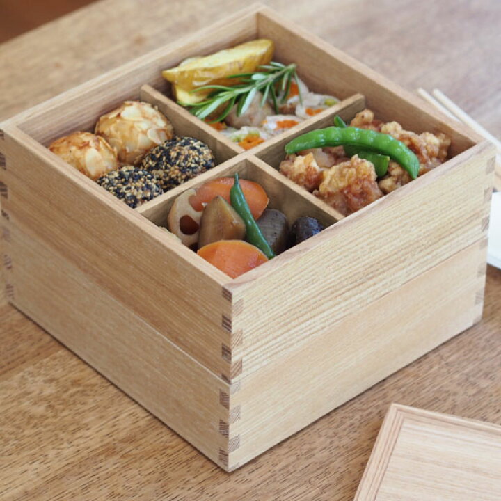 楽天市場】松屋漆器店 白木 6寸二段重 内白木 / お重 重箱 タモ 運動会 