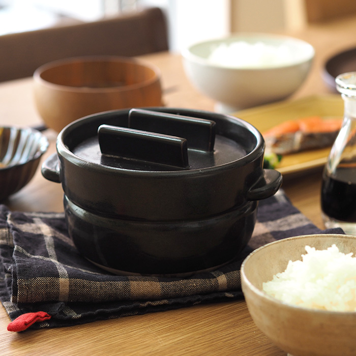 かもしか道具店　ごはんの鍋　一合炊き　黒　 　 ごはん 土鍋 炊飯 おいしいご飯 日本製 ギフト 新生活