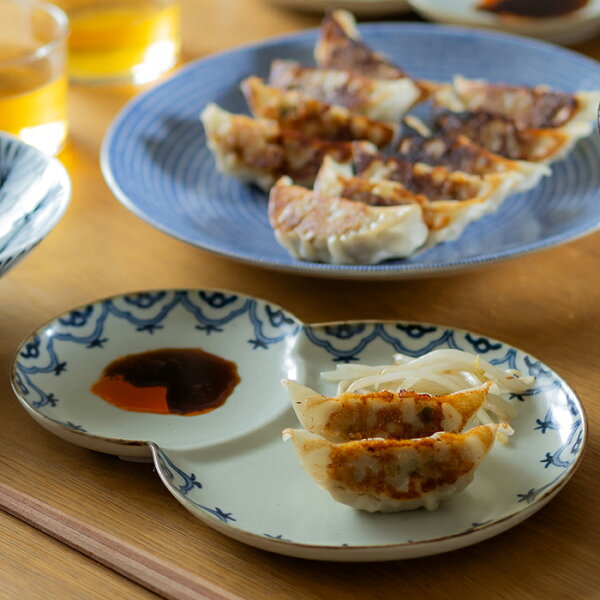 餃子皿 りんぼう / 陶房青 andPK / 仕切り皿 波佐見焼 和食器 プレート 取り皿 ひょうたん おつまみ皿 餅皿 デザート皿