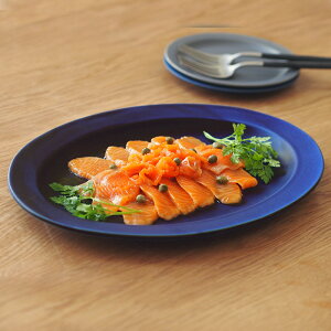 【プロキッチン別注】SAKUZAN Sara オーバル L ネイビーブルー / 作山窯 美濃焼 楕円 日本製 ギフト プレゼント 和食器 洋食器 磁器