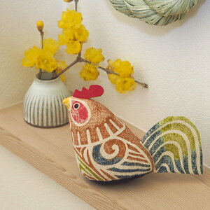 真工藝 木版手染めぬいぐるみ 干支シリーズ・親 酉 とり / 真工芸 十二支 干支の置物 正月飾り 版画 伝統工芸 飛騨高山 ギフト プレゼント 出産祝い