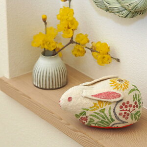 真工藝 木版手染めぬいぐるみ 干支シリーズ・親 卯 うさぎ / 真工芸 十二支 干支の置物 正月飾り 版画 伝統工芸 飛騨高山 ギフト プレゼント 出産祝い