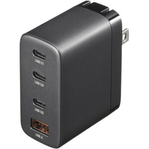 USB PD�Ή�AC�[�d�� (PD65W�EC×3+A×1) ACA-PD107BK