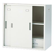 耐薬引違保管庫(引出し付)スチール戸 (奥深) N-515DH・OW
