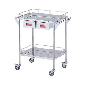 ストレージステンレスカート 2段 ピンク (幅600mm／引き出し2個) CHS-2H-P