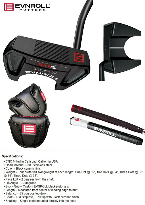楽天市場】【レフティモデル】Evnroll ER5 Hatchback Black Mallet 