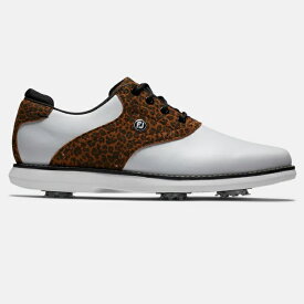 FootJoy Traditions Saddle Women's Golf Shoes - White / Tan Leopard Print フットジョイ トラディションズ サドル レディース ゴルフ シューズ 97923