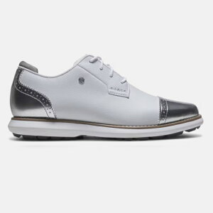 FootJoy Traditions Cap Toe Spikeless Women�fs Golf Shoes - White / Platinum �t�b�g�W���C �g���f�B�V�����Y �L���b�v �g�D �X�p�C�N���X ���f�B�[�X �S���t�V���[�Y 98238