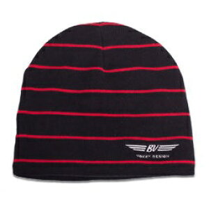 Titleist Vokey Wings Striped Beanie Cap-Black+Red Stripes �{�[�P�C �E�B���O�X �X�g���C�v �r�[�j�[ �j�b�g�L���b�v