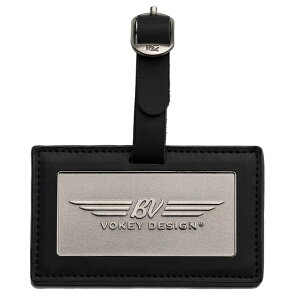 Titleist BV Wings Engraved Bag Tag - Black Leather w/ Antique Silver Metal BV�E�C���O�X�@�G���O���C�u�h �o�b�O�^�O