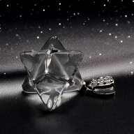 【天然水晶×マカバスター】パワーストーン ペンダントトップ　約12mm｜ジルコン付き｜神聖幾何学・ヒラ…