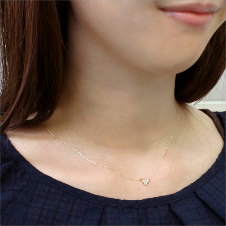 楽天市場】K10/K18 0.08ct トライアングル ダイヤモンド ネックレス