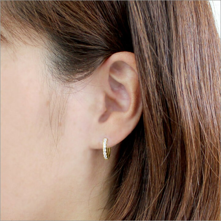 楽天市場】【K10 10金】イエローゴールド 中折れ フープピアス 