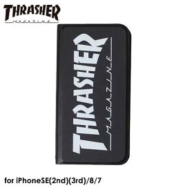 【あす楽、土日、祝日発送】THRASHER HOME TOWN Logo PU Leather Book Type Case BLK/WHT【iPhone SE(第2世代)(第3世代)/8/7対応】スラッシャー アイフォンケース iphoneケース スマホケース ストリート ベーシック MAG 4589676562372