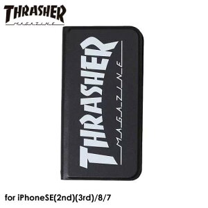 �y�����y�A�y���A�j�������z�y���������zTHRASHER HOME TOWN Logo PU Leather Book Type Case BLK/WHT�yiPhone SE(��2����)(��3����)/8/7�Ή��z�X���b�V���[ �A�C�t�H���P�[�X iphone�P�[�X �X�}�z�P�[�X �X�g���[