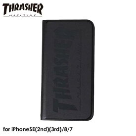 【あす楽、土日、祝日発送】THRASHER HOME TOWN Logo PU Leather Book Type Case BLK/BLK【iPhone SE(第2世代)(第3世代)/8/7対応】スラッシャー アイフォンケース iphoneケース スマホケース ストリート ブランド ベーシック 4589676562389