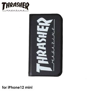 �y�����y�A�y���A�j�������z�y���������zTHRASHER HOME TOWN Logo PU Leather Book Type Case BLK/WHT�yiPhone 12 mini�Ή��z�X���b�V���[ �蒠�^ �P�[�X iPhone�P�[�X �u���b�N �z���C�g