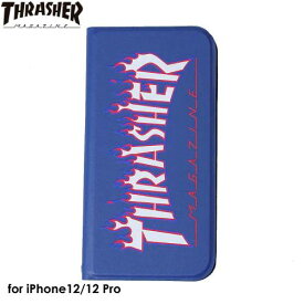 【あす楽、土日、祝日発送】THRASHER FLAME MAGZINE Logo PU Leather Book Type Case NVY/FLAME【iPhone 12/iPhone12 Pro 対応】スラッシャー iPhoneケース 手帳型ケース 4589676562488