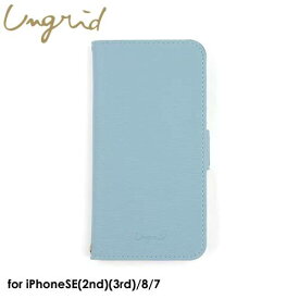 【あす楽、土日、祝日発送】Ungrid Book Type Case BLUE GRAY【iPhone SE(第2世代)(第3世代)/iPhone8/iPhone7対応】アングリッド iPhoneケース アイフォンケース 大人 女子 レディース 可愛い ブルー 手帳型ケース 4589676565137