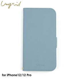 【あす楽、土日、祝日発送】Ungrid Book Type Case BLUE GRAY【iPhone 12 /12 Pro対応】アイフォンケース おしゃれ 女子 レディース 可愛い ブルーグレー 手帳型ケース スマホケース カードケース レザー スタンド 4589676565168