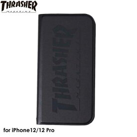【あす楽、土日、祝日発送】THRASHER HOME TOWN Logo PU Leather Book Type Case BLK/BLK【iPhone 12/iPhone12 Pro 対応】スラッシャー iPhoneケース 手帳型ケース 4589676562426