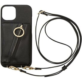 【あす楽、土日、祝日発送】UNiCASE iPhone14/13 ケース MAELYS LOUNA Clutch Ring Case (black) スマホショルダーケース リング付きポーチ 4573558550762