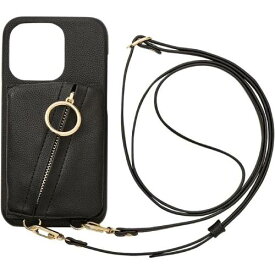 【あす楽、土日、祝日発送】UNiCASE iPhone14 Pro ケース MAELYS LOUNA Clutch Ring Case (black) スマホショルダーケース リング付きポーチ 4573558550793