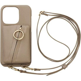 【あす楽、土日、祝日発送】UNiCASE iPhone14 Pro ケース MAELYS LOUNA Clutch Ring Case (beige) スマホショルダーケース リング付きポーチ 4573558550809