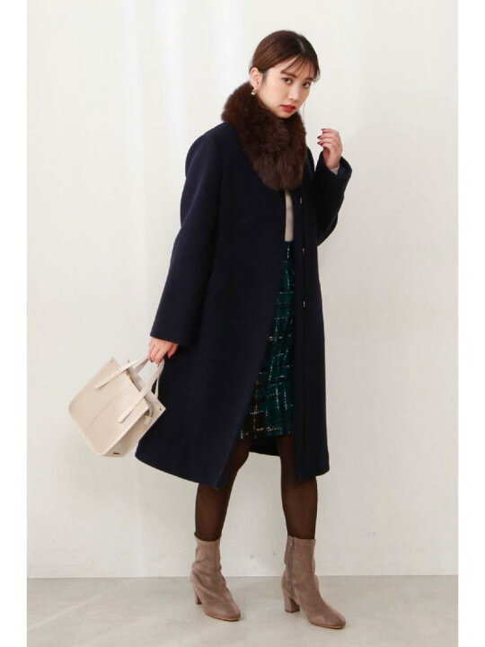 楽天市場】【SALE／30%OFF】フォックスファーティペット付ノーカラー  