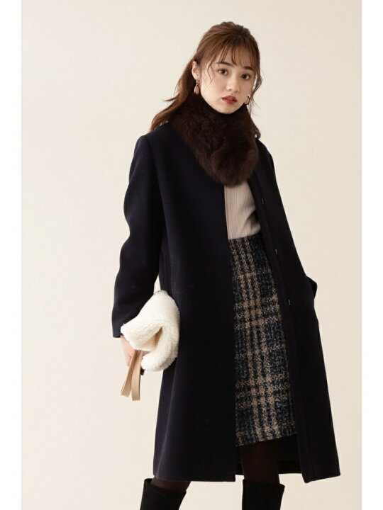楽天市場】【SALE／30%OFF】フォックスファーティペット付ノーカラー 