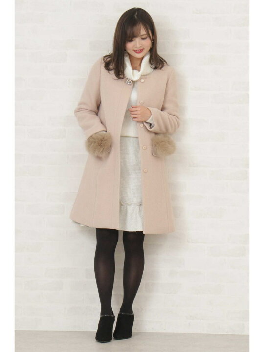 楽天市場】【SALE／50%OFF】◇ファーポケットノーカラーコート  