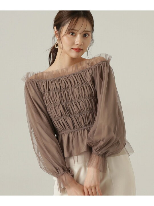楽天市場】【SALE／60%OFF】長袖チュールシャーリングブラウス24AW 