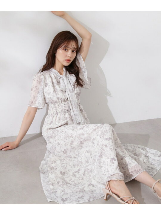 楽天市場】【SALE／30%OFF】ボウタイフラワーシャーリングワンピース 