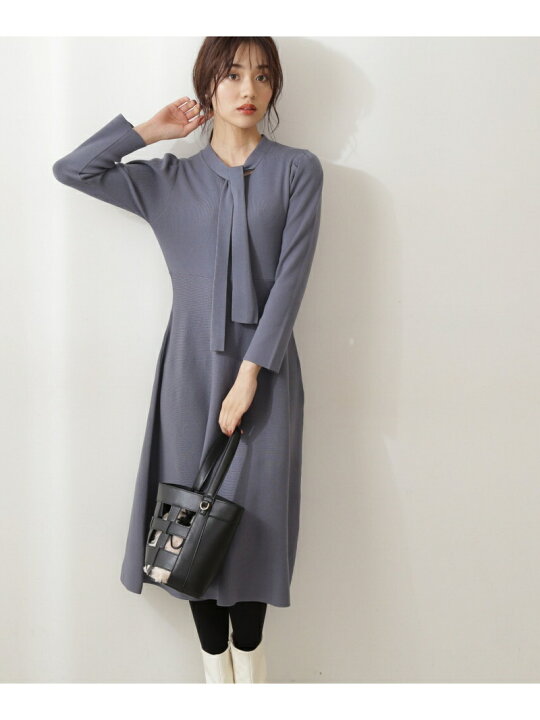 楽天市場 Sale 50 Off 2wayボウタイニットフレアワンピース Proportion Body Dressing プロポーションボディドレッシング ワンピース ワンピースその他 ブルー ブラック グレー Rba E 送料無料 Rakuten Fashion Proportion Body Dressing