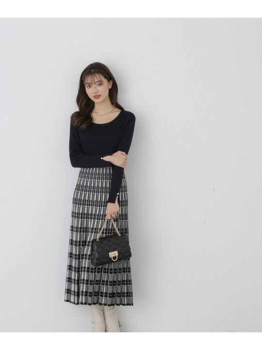 楽天市場】【SALE／50%OFF】チェックプリーツニットワンピース 
