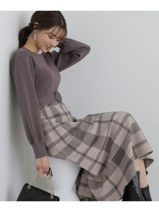 楽天市場】【SALE／50%OFF】ラメチェックドッキングニットワンピース 