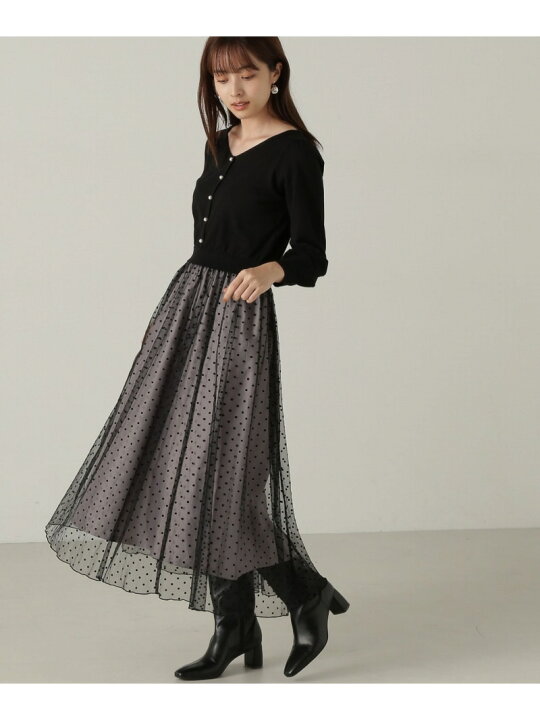 楽天市場】【SALE／30%OFF】チュールドットドッキングワンピース24AW 