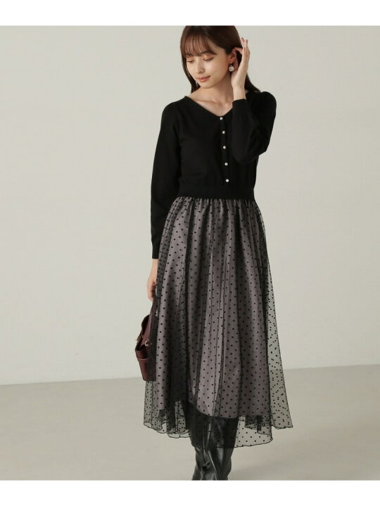 楽天市場】【SALE／30%OFF】チュールドットドッキングワンピース24AW 