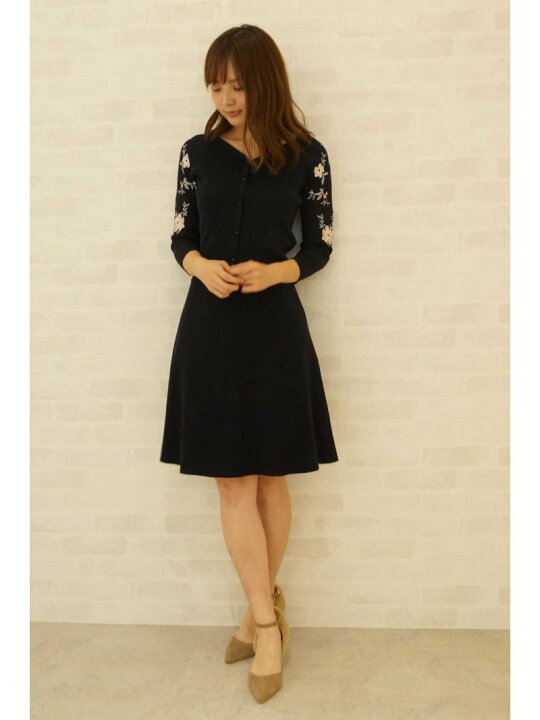 楽天市場】【SALE／60%OFF】刺繍Vリブカーデニットアップワンピース 