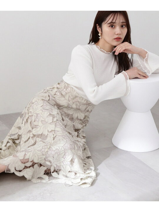 楽天市場】【SALE／37%OFF】フラワーカットワークフレアスカート  