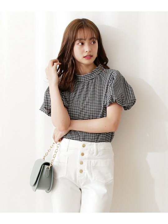 楽天市場】【SALE／30%OFF】バルーンスリーブチェックブラウス 