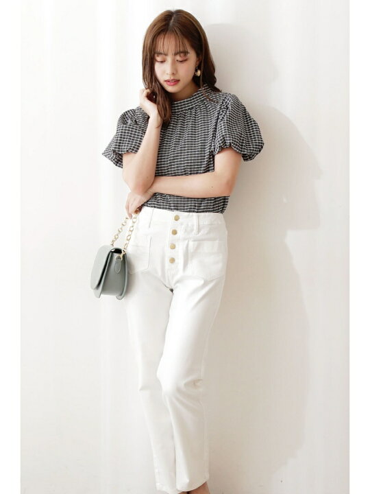 楽天市場】【SALE／30%OFF】バルーンスリーブチェックブラウス 