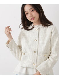 ノーカラーツイードジャケット 26SS PROPORTION BODY DRESSING プロポーションボディドレッシング ジャケット・アウター ブルゾン・ジャンパー ベージュ ブルー【送料無料】[Rakuten Fashion]