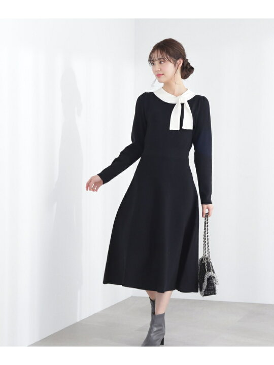 楽天市場】【SALE／50%OFF】バイカラーボウタイニットワンピース  