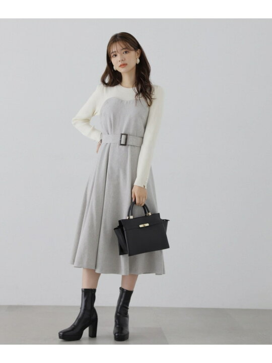 楽天市場】【SALE／30%OFF】ニットドッキングツイードワンピース  