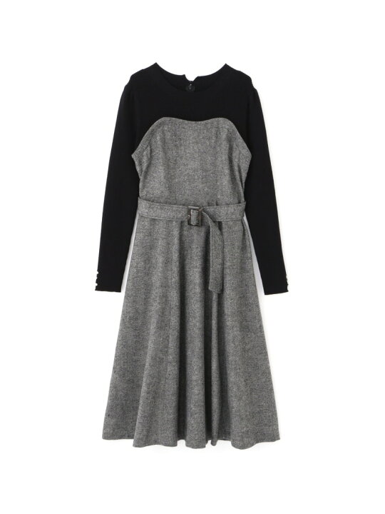 楽天市場】【SALE／30%OFF】ニットドッキングツイードワンピース  