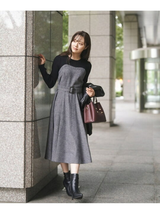 楽天市場】【SALE／30%OFF】ニットドッキングツイードワンピース  