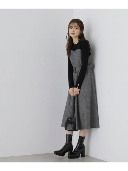 楽天市場】【SALE／30%OFF】ニットドッキングツイードワンピース  