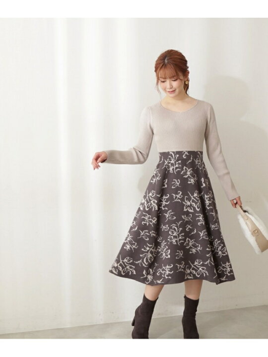 楽天市場】【SALE／50%OFF】フラワージャガードニットワンピース 