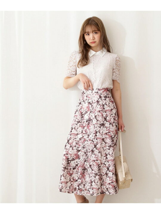 楽天市場】【SALE／30%OFF】カットジャガードフラワープリントスカート  